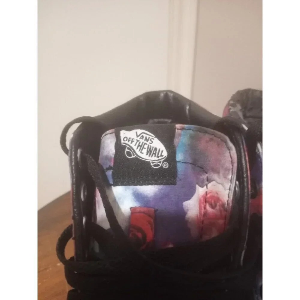 VANS Off The Wall High Top Skateboard Shoes Red Roses Tye Dye Mens 5.5 Womens 7 - Picture 6 of 14